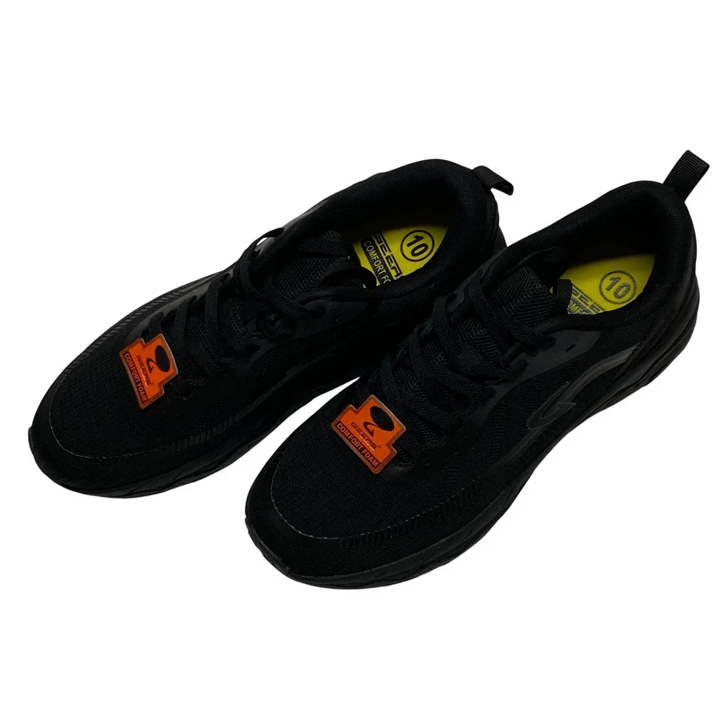 Geers Comfort Foam Mens Black Mesh Athletic Running Walking Sneakers Size 10 NEW
